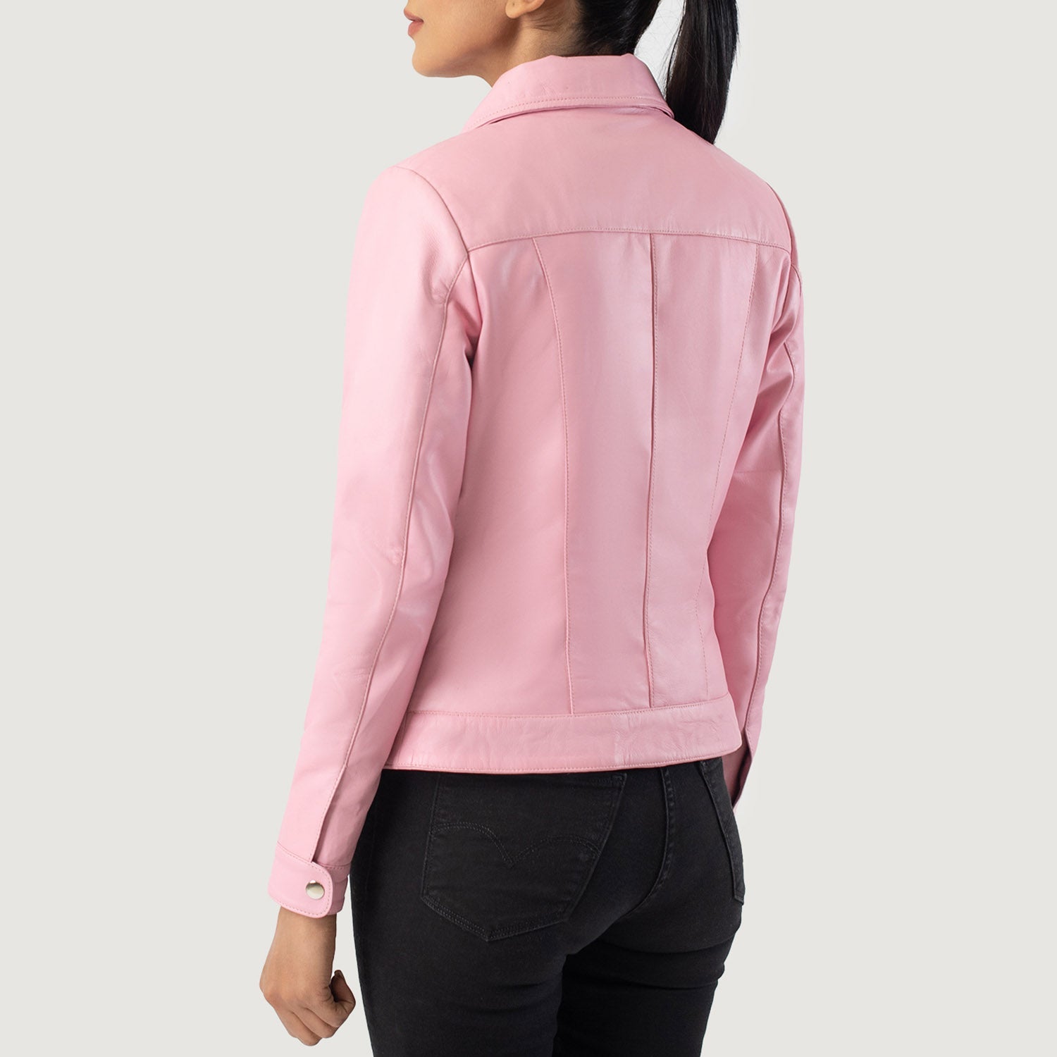 Women's Vixen Pink Classic Collar Leather Jacket – The Jacket Maker