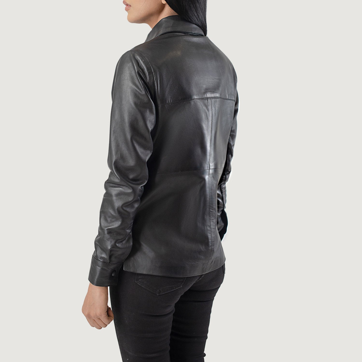 Zenith Black Leather Shirt Jacket For Women – The Jacket Maker