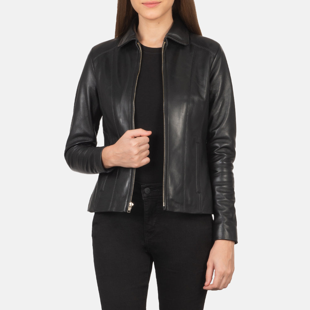 Women's Colette Black Leather Jacket – The Jacket Maker