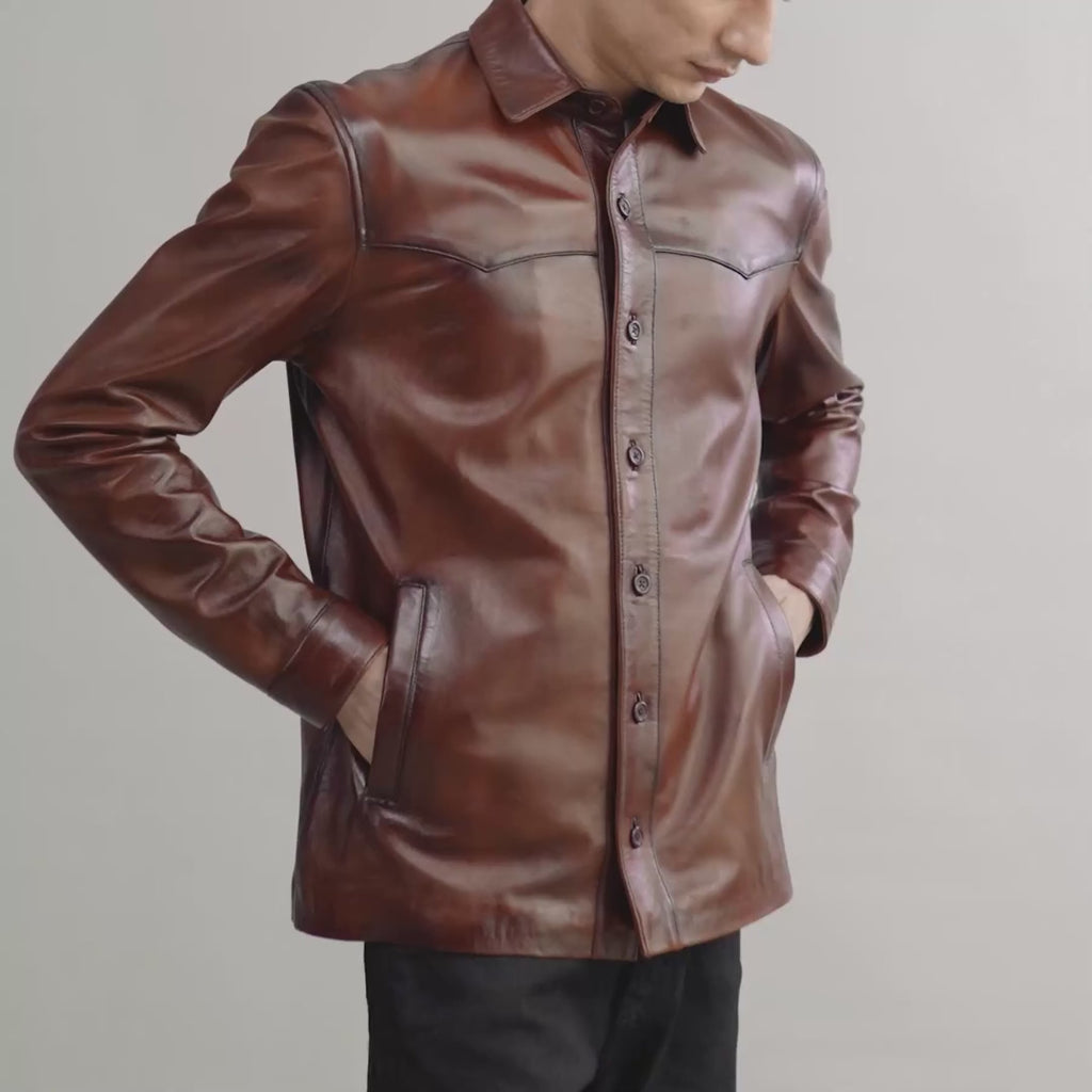 Bronco Distressed Brown Leather Shirt For Men – The Jacket Maker