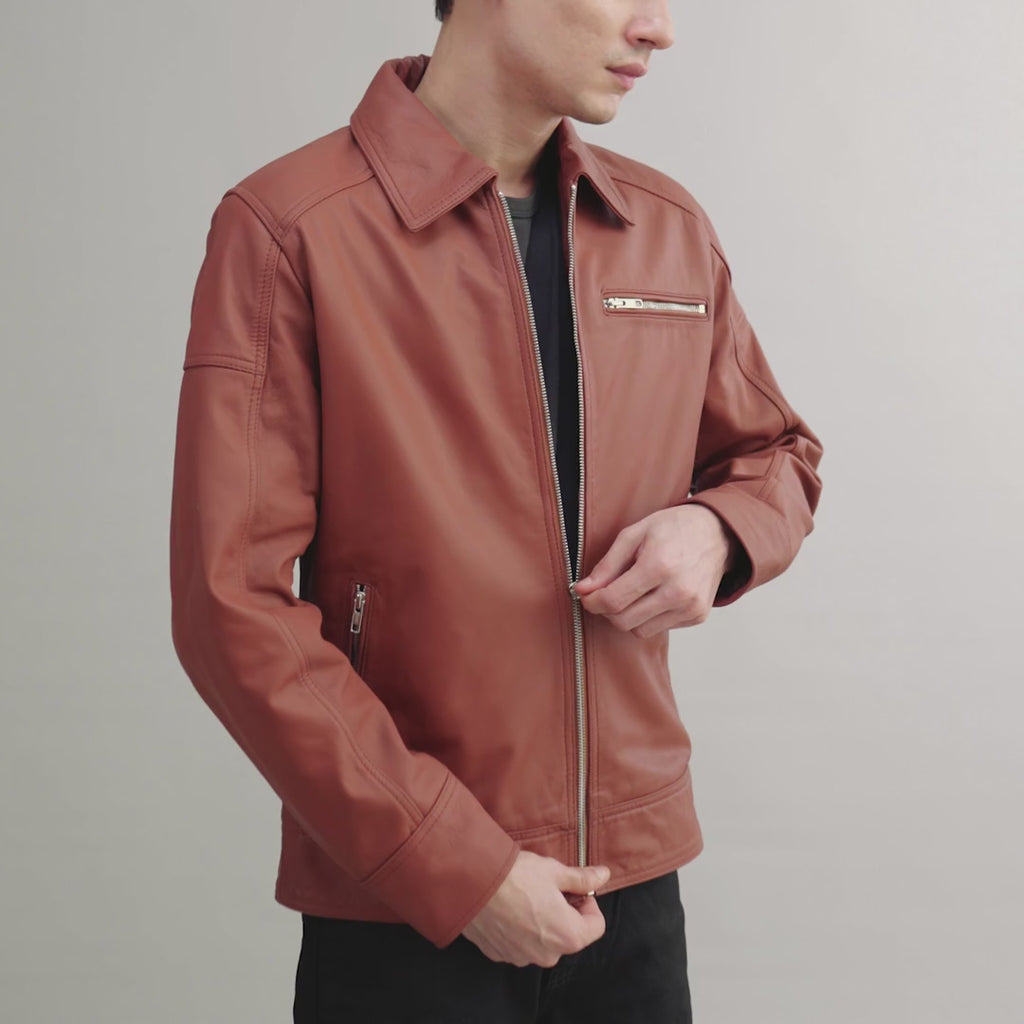 Lavendard Matte Brown Leather Biker Jacket For Men – The Jacket Maker