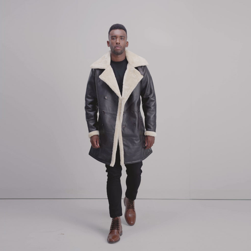 Charles Brown Leather Shearling Double-Breasted Coat - The Jacket