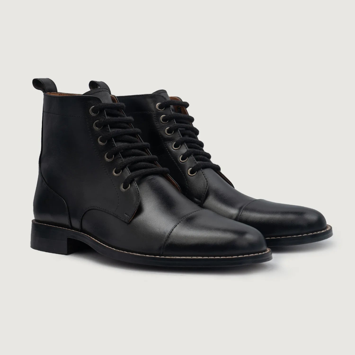 Men's Knight Derby Black Leather Boots The Jacket Maker Men's Knight Derby Black Leather Boots The Jacket Maker