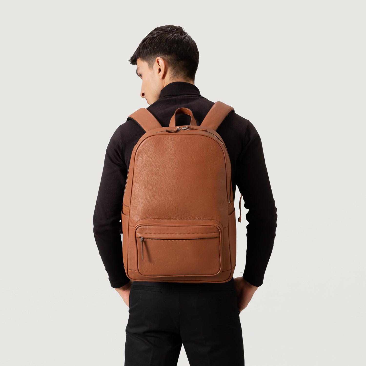 Leather backpack discount