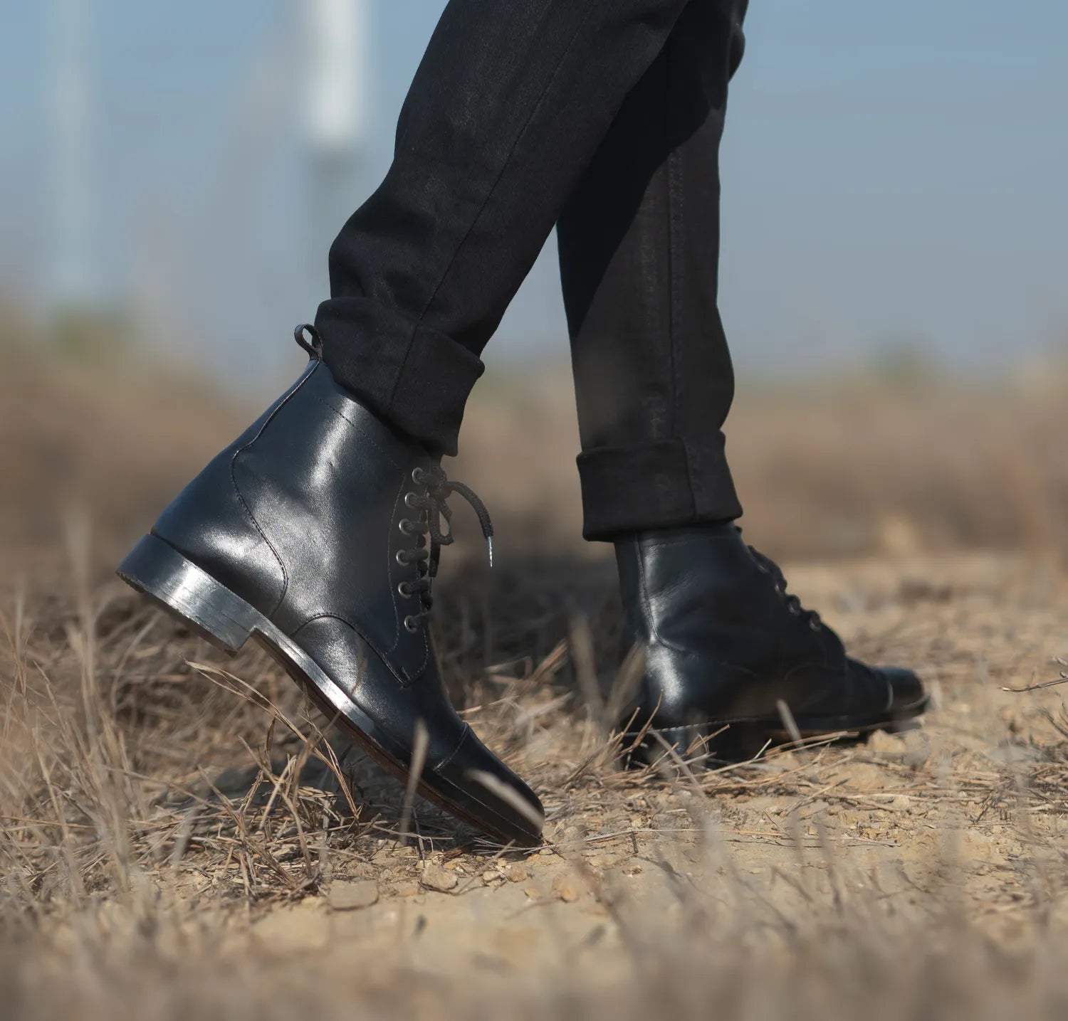 Black leather dress boots clearance