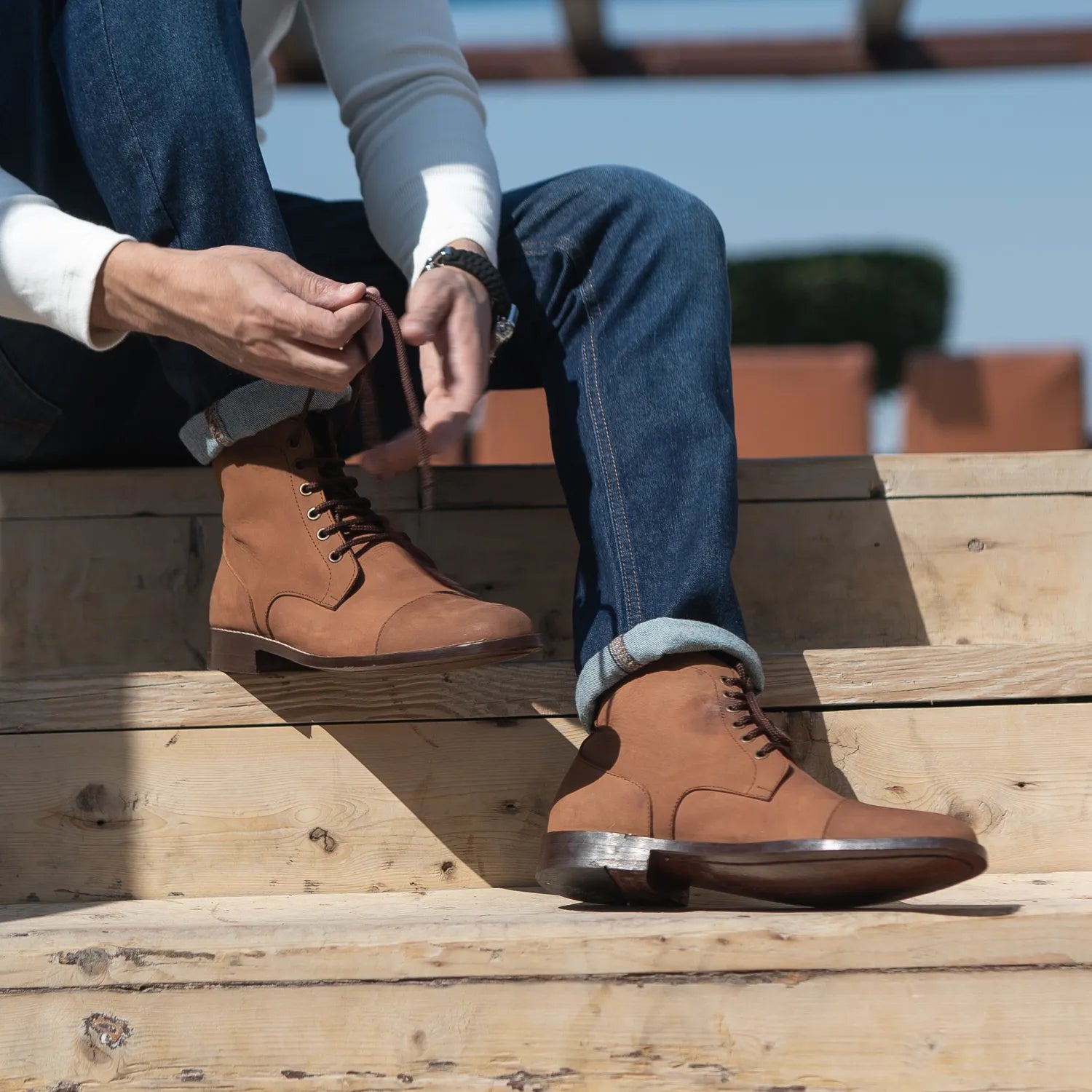 Leather boots for men top