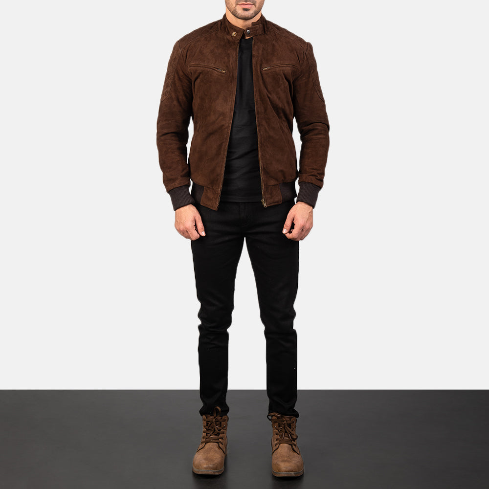 Leather suede bomber jacket shop