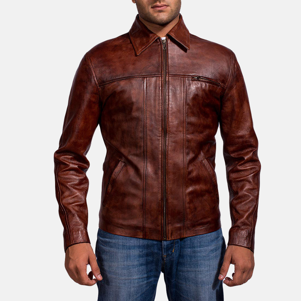 Men's Abstract Maroon Leather Jacket – The Jacket Maker