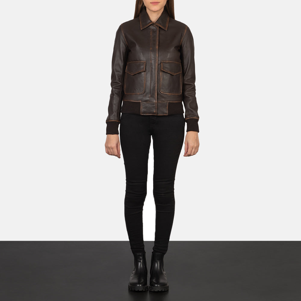 Women's Westa A-2 Brown Leather Bomber Jacket – The Jacket Maker